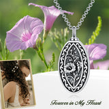 Personalized Custom Birth Flower Urn Necklace for Ashes S925 Silver 12 Month Pendant Cremation Jewelry for Women