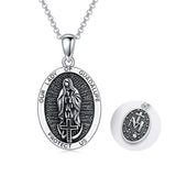 Sterling Silver  Virgin Mary Saint Florian Saint Jude Saint Michael Saint Benedict Amulet Protection Pendant Necklace