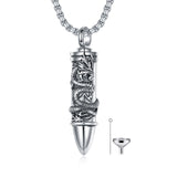 Bullet Urn Necklace for Ashes 925 Sterling Silver Butterfly Rose Pendant Keepsake Cremation Jewelry Gift for Women Men