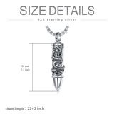 Bullet Urn Necklace for Ashes 925 Sterling Silver Butterfly Rose Pendant Keepsake Cremation Jewelry Gift for Women Men