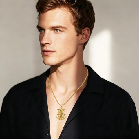 14K Gold Plated Religious Amulet  Cross Pendant Necklace
