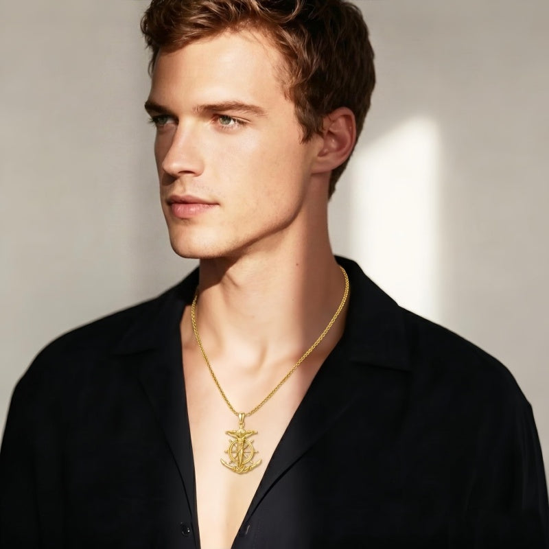 14K Gold Plated Religious Amulet  Cross Pendant Necklace
