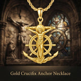 14K Gold Plated Religious Amulet  Cross Pendant Necklace