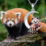 Sterling Silver Birthstone Red Panda Pendant Necklace Animal Jewelry Gifts for Women