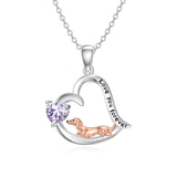 Sterling Silver Heart Birthstone  Dachshund Pendant Necklace