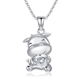 Sterling Silver Birthstone Cow Pendant Necklace