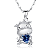 Sterling Silver Birthstone Cow Pendant Necklace