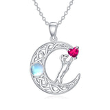 Sterling Silver Heart Birthstone  Dachshund Pendant Necklace