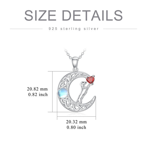 Sterling Silver Heart Birthstone  Dachshund Pendant Necklace