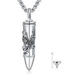 Bullet Urn Necklace for Ashes 925 Sterling Silver Butterfly Rose Pendant Keepsake Cremation Jewelry Gift for Women Men