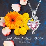 Sterling Silve 12Month  Birthstone Birth Flower Necklace  Pendant Necklace