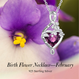 Sterling Silve 12Month  Birthstone Birth Flower Necklace  Pendant Necklace