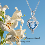 Sterling Silve 12Month  Birthstone Birth Flower Necklace  Pendant Necklace