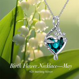 Sterling Silve 12Month  Birthstone Birth Flower Necklace  Pendant Necklace