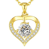 14K Gold Plated Initial Love Heart 2 Carat Moissanite Necklaces for Women Christmas Anniversary Birthday Present Gifts