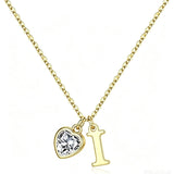 14K Gold Plated Initial A-Z Heart Birthstone Letter Necklace