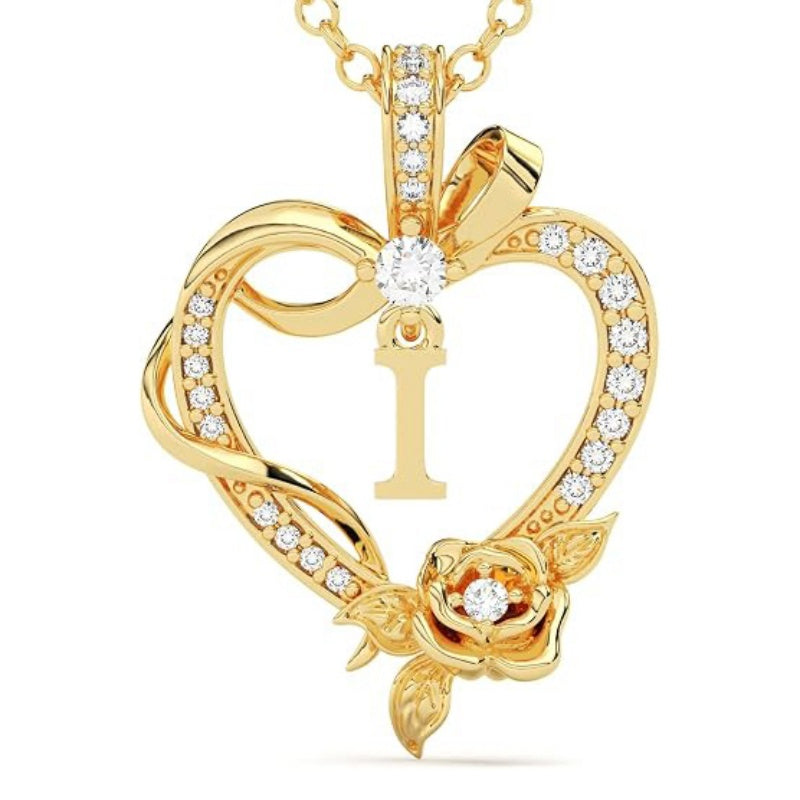 14K Gold Plated Initial Heart Pendant  Necklace Gift for Women Anniversary for Her