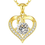 14K Gold Plated Initial Love Heart 2 Carat Moissanite Necklaces for Women Christmas Anniversary Birthday Present Gifts