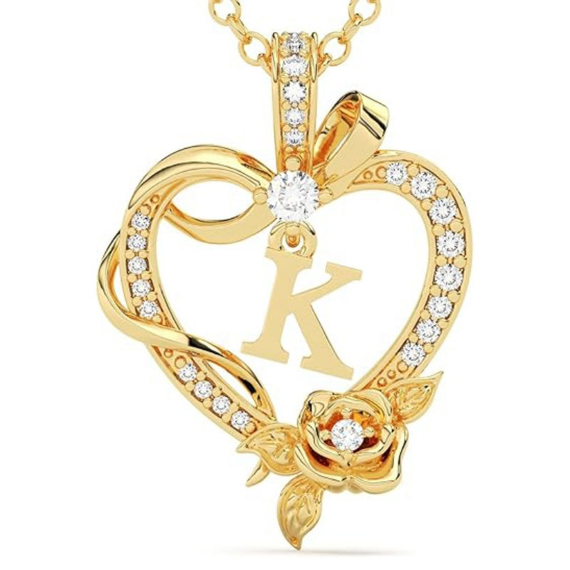 14K Gold Plated Initial Heart Pendant  Necklace Gift for Women Anniversary for Her
