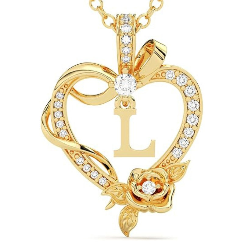 14K Gold Plated Initial Heart Pendant  Necklace Gift for Women Anniversary for Her