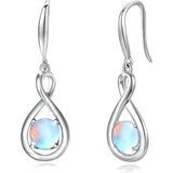 925 Sterling Round Gemstone Birthstone Dangle Earrings