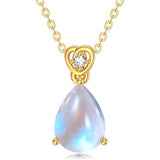 14K Gold 2 Carat Teardrop Created Birthstone with Real Diamond Pendant Necklace