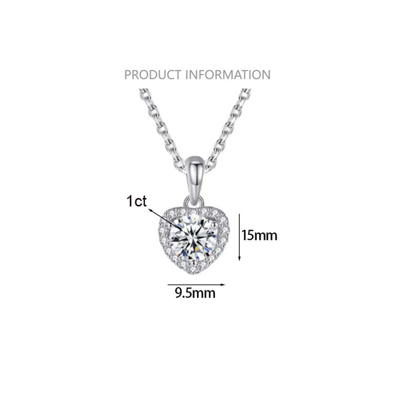 Sterling Silver 1CT Moissanite Pendant Necklace