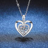 Sterling Silver 0.5CT Double-Layer Heart Moissanite Pendant Necklace