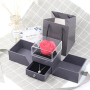 New Grey Gift Box Double Door Rose Gift Box Jewelry Box Ring Earring Necklace Jewelry Box