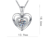Sterling Silver 0.5CT Double-Layer Heart Moissanite Pendant Necklace