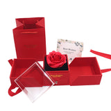 New Red Gift Box Double Door Rose Gift Box Jewelry Packaging Box Ring Earring Necklace Jewelry Box