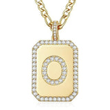 14K Gold Plated  Cubic Zirconia Initial Necklace Square Monogram Jewelry