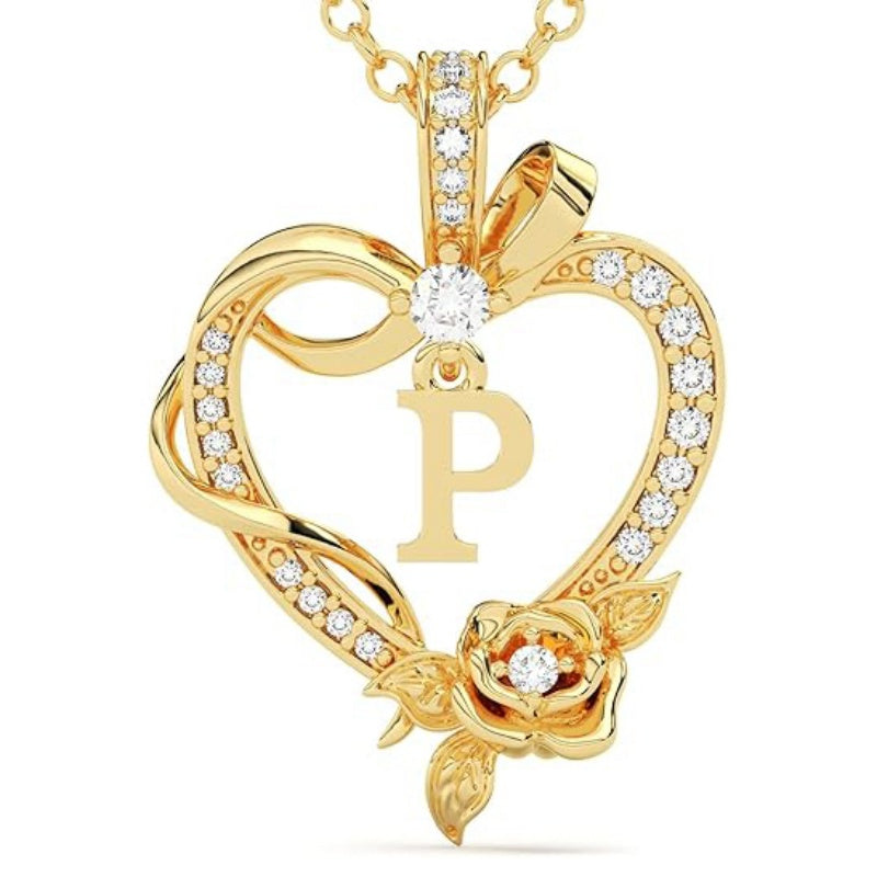 14K Gold Plated Initial Heart Pendant  Necklace Gift for Women Anniversary for Her