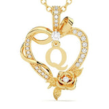 14K Gold Plated Initial Heart Pendant  Necklace Gift for Women Anniversary for Her
