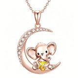 Sterling Silver Birthstone Elephant Pendant Necklace