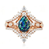 Sterling Silver 10K  14K  18K  Gold Personalized Engraved Black Opal Engagement Wedding Promise Ring for Her