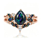 Sterling Silver 10K  14K  18K  Gold Personalized Engraved Black Opal Engagement Wedding Promise Ring for Her