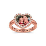 10K 14K 18K Gold Moissanite Custom Heart Photo Ring