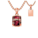 Sterling Silver Rectangle 2025 Graduation Necklace Personalized Text and Birthstone  Class Pendant Necklace