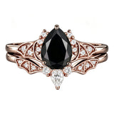 Sterling Silver 10K  14K  18K Gold 1CT-4CT Black Onyx Engagement Ring Gothic Wedding Promise Ring