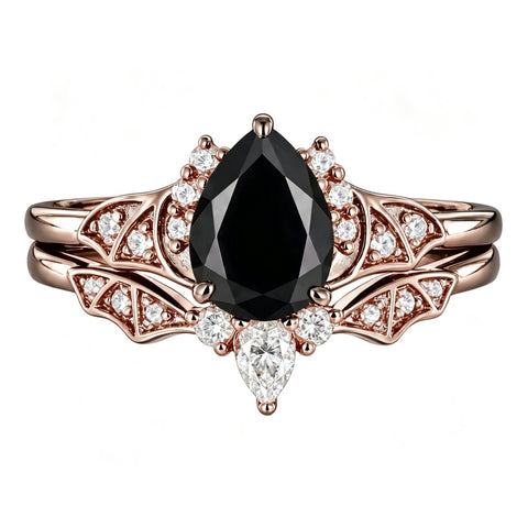 Sterling Silver 10K  14K  18K Gold 1CT-4CT Black Onyx Engagement Ring Gothic Wedding Promise Ring