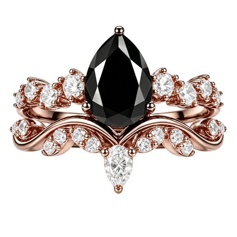 Sterling Silver 10K  14K  18K Gold 1CT-4CT Black Onyx Engagement Ring Gothic Wedding Promise Ring