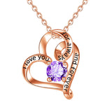 10K 14K 18K Gold Personalized  Engraved &Birthstone Love Heart Pendant Necklace