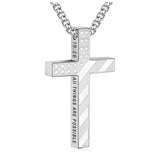 14K Gold Plated Bible Verse American Flag Cross Necklac for Men