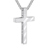 14K Gold Plated Bible Verse American Flag Cross Necklac for Men