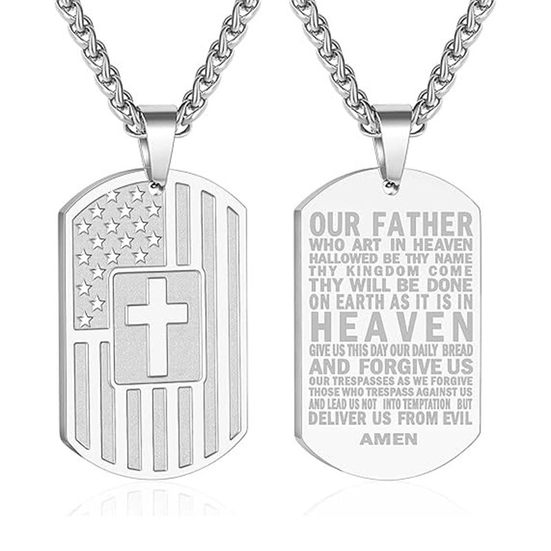 Stainless Steel American Dog Tag Pendant Necklace for Men