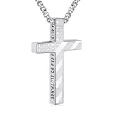 14K Gold Plated Bible Verse American Flag Cross Necklac for Men