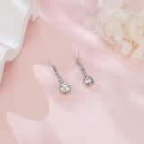 925 Sterling Silver Elegant Moissanite Drop Earrings With Symmetrical Design And Graduated Stones