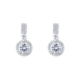 925 Sterling Silver Elegant Moissanite Drop Earrings With Sparkling Cubic Zirconia In Silver Plated Setting