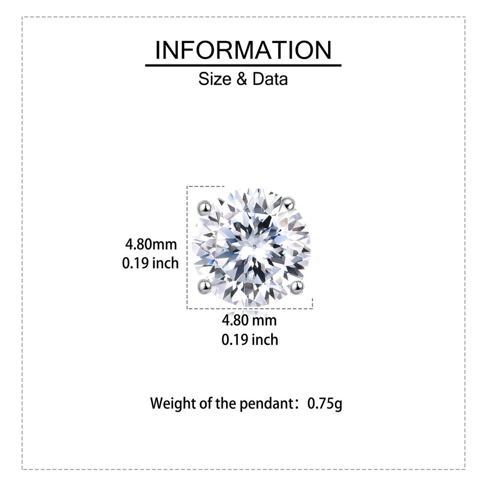 925 Sterling Silver Elegant Brilliance: Classic Round Cut Moissanites In Four-prong Setting